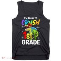 Student Back to School I'm Ready to Crush 1st Grade Dinosaur Tank Top thumb 0