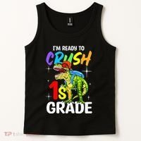 Student Back to School I'm Ready to Crush 1st Grade Dinosaur Tank Top thumb 2