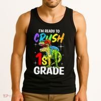 Student Back to School I'm Ready to Crush 1st Grade Dinosaur Tank Top thumb 3