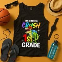 Student Back to School I'm Ready to Crush 1st Grade Dinosaur Tank Top thumb 4
