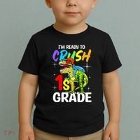 Student Back to School I'm Ready to Crush 1st Grade Dinosaur Toddler T-Shirt thumb 2