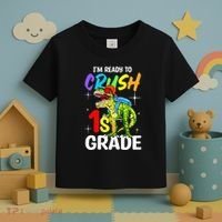 Student Back to School I'm Ready to Crush 1st Grade Dinosaur Toddler T-Shirt thumb 3