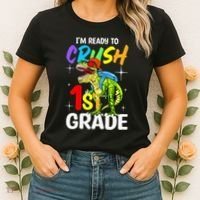 Student Back to School I'm Ready to Crush 1st Grade Dinosaur Women's T-Shirt thumb 2