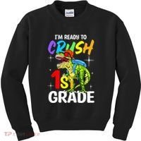 Student Back to School I'm Ready to Crush 1st Grade Dinosaur Kids Sweatshirt thumb 0
