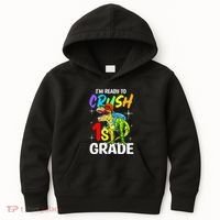 Student Back to School I'm Ready to Crush 1st Grade Dinosaur Kids Hoodie thumb 0