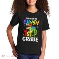 Student Back to School I'm Ready to Crush 1st Grade Dinosaur Kids T-Shirt thumb 2