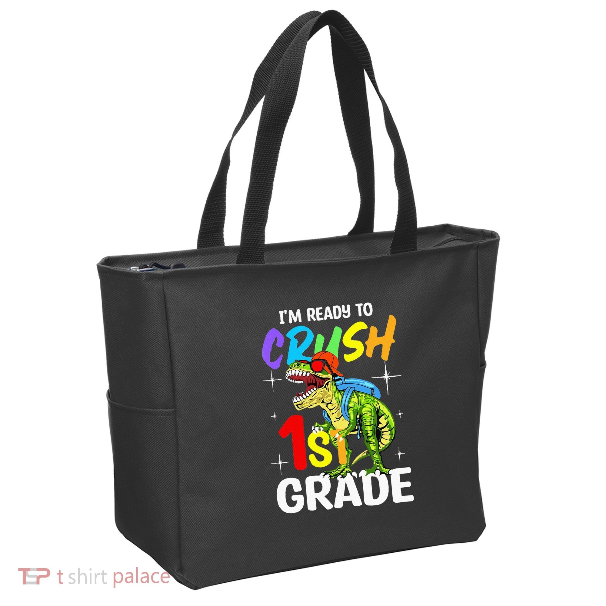 Student Back to School I'm Ready to Crush 1st Grade Dinosaur Tote Bag