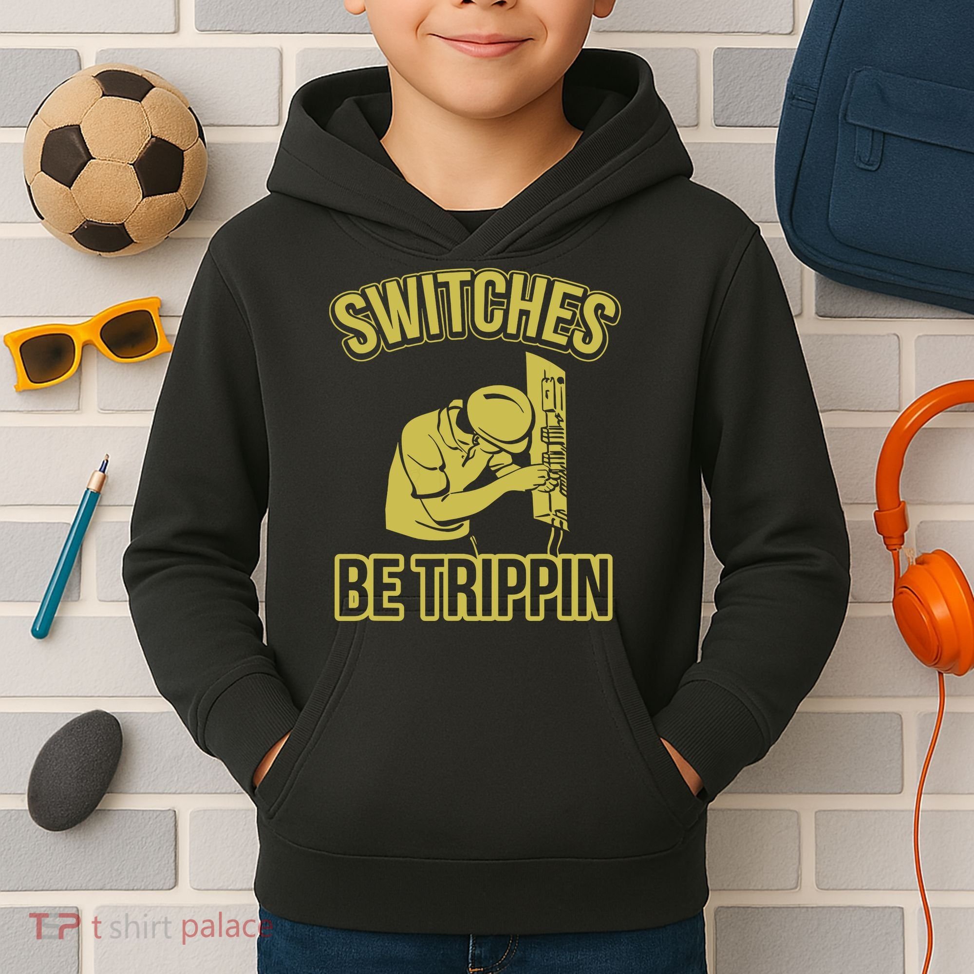 Switches Be Trippin Funny Master Electrician Fuse Box Kids Hoodie