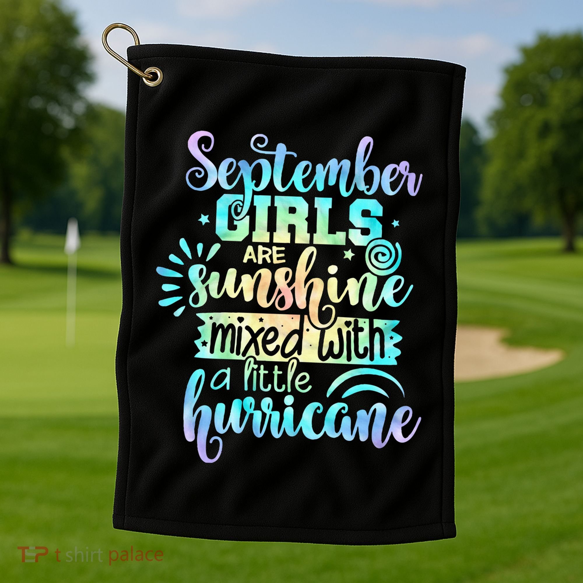 September Birthday Tie Die Golf Towel