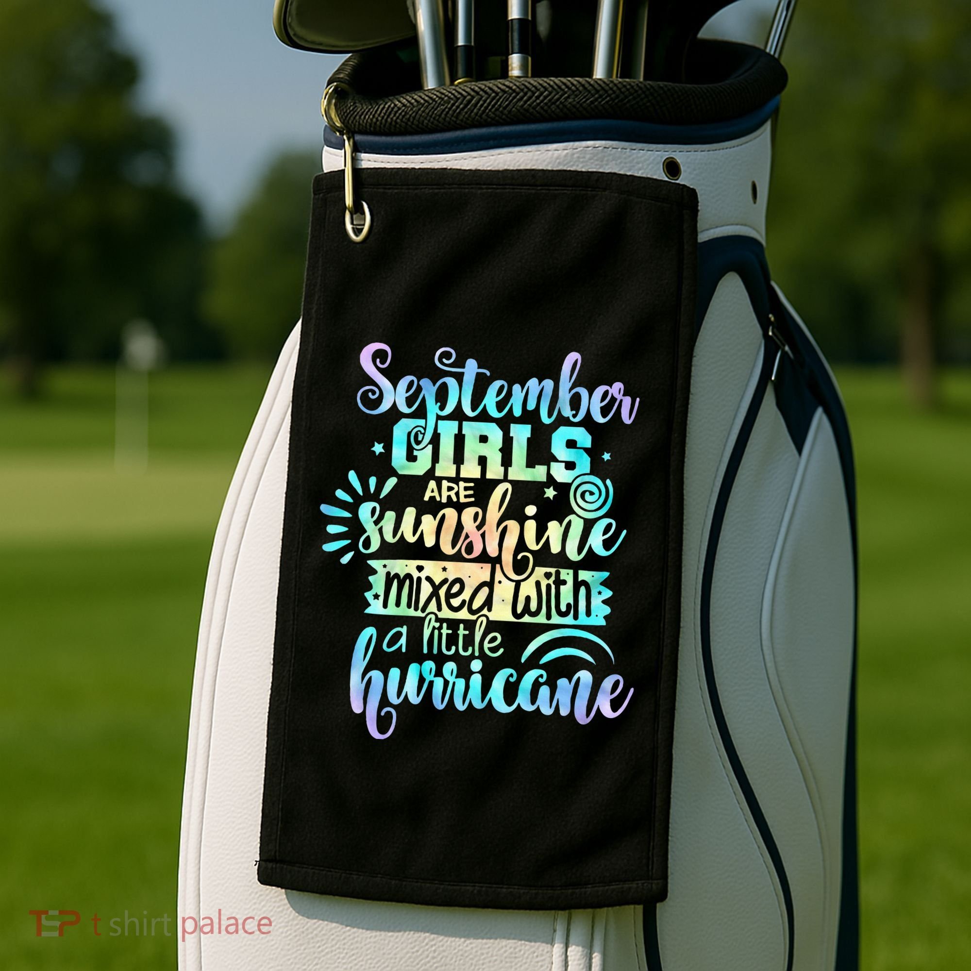 September Birthday Tie Die Golf Towel