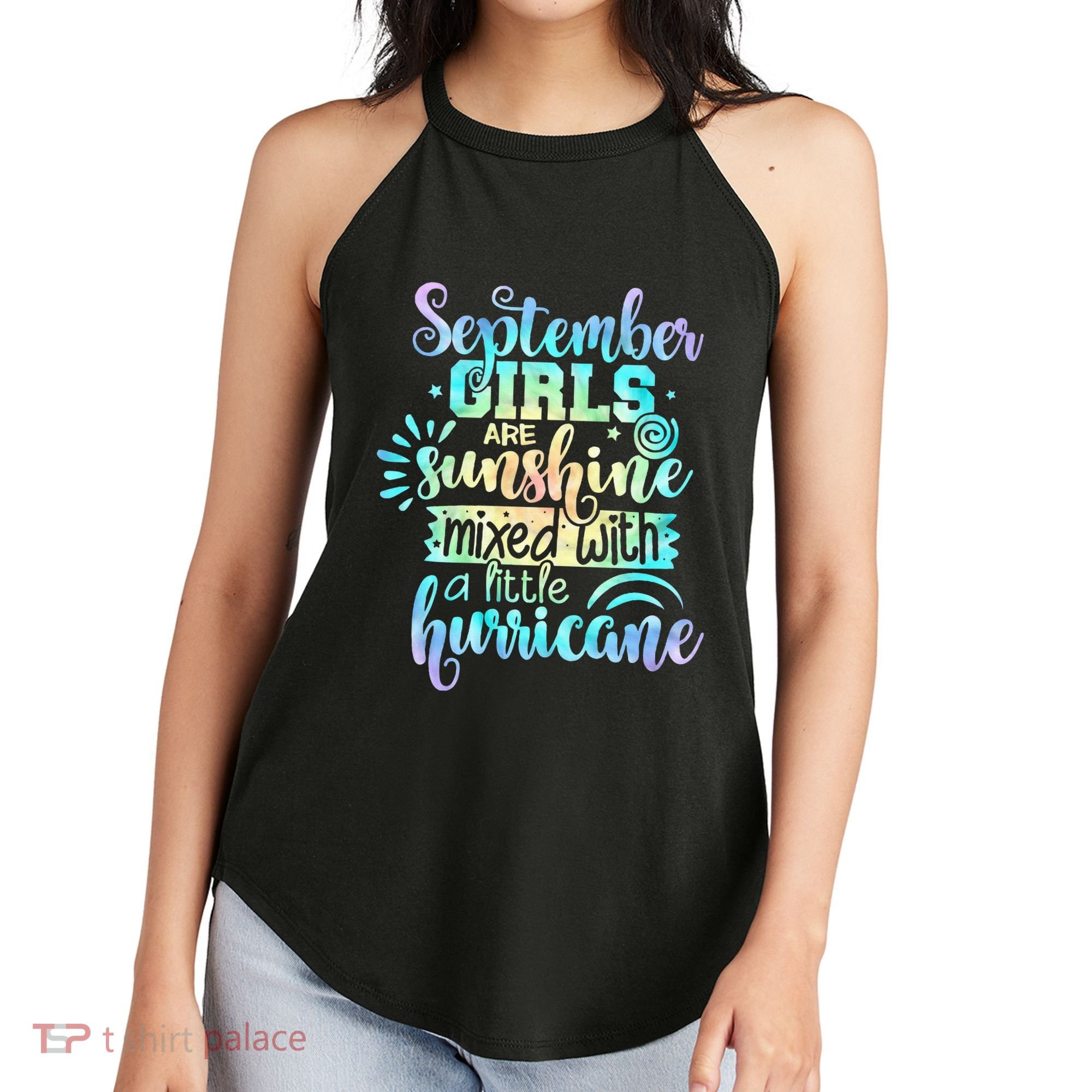 September Birthday Tie Die Women's Perfect Tri Rocker Tank