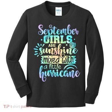 September Birthday Tie Die Kids Long Sleeve Shirt