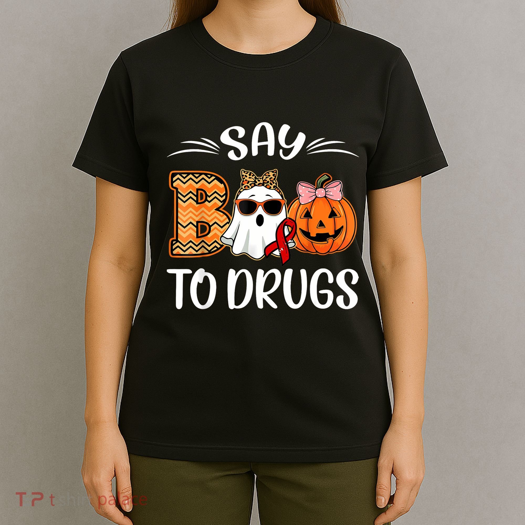 Say Boo To Drugs Red Ribbon Week Awareness Funny Halloween T-Shirt
