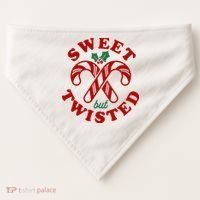 Sweet But Twisted Candy Canes Christmas Holiday USA-Made Doggie Bandana thumb 0