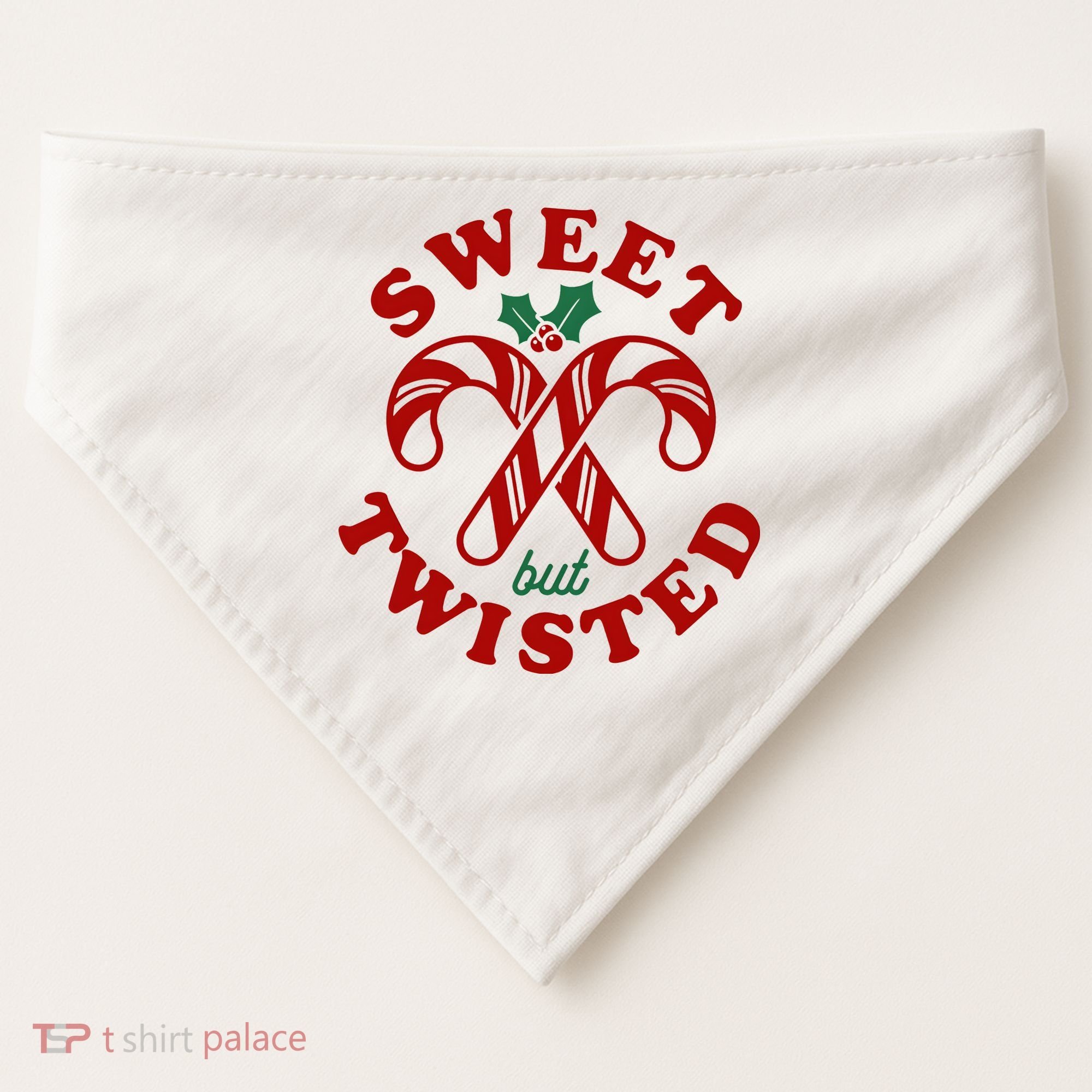 Sweet But Twisted Candy Canes Christmas Holiday USA-Made Doggie Bandana