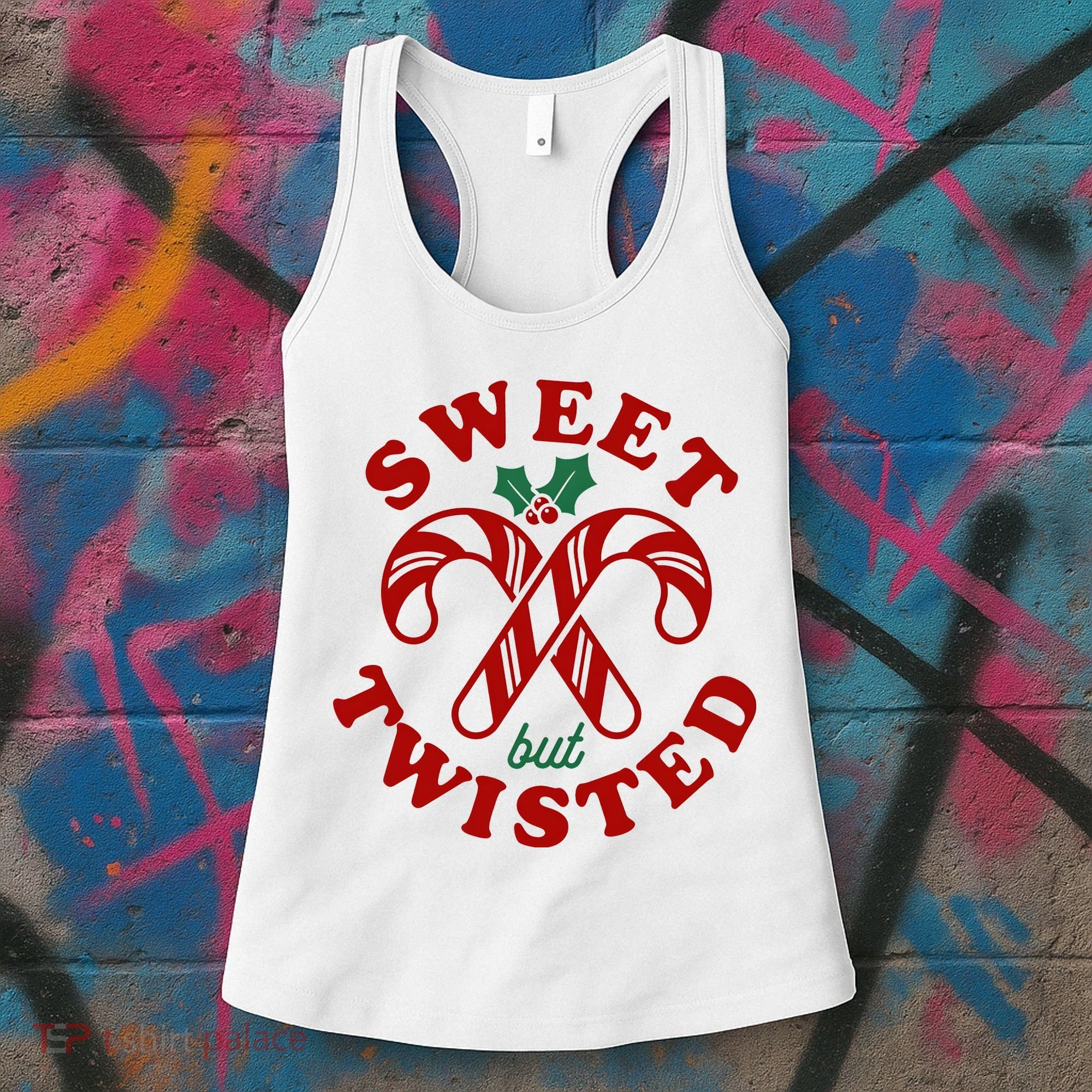 Sweet But Twisted Candy Canes Christmas Holiday Women's Tank Top