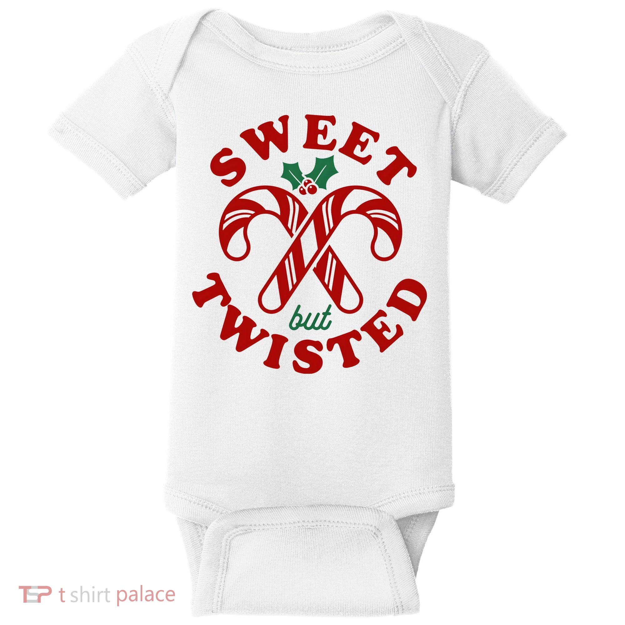 Sweet But Twisted Candy Canes Christmas Holiday Baby Bodysuit