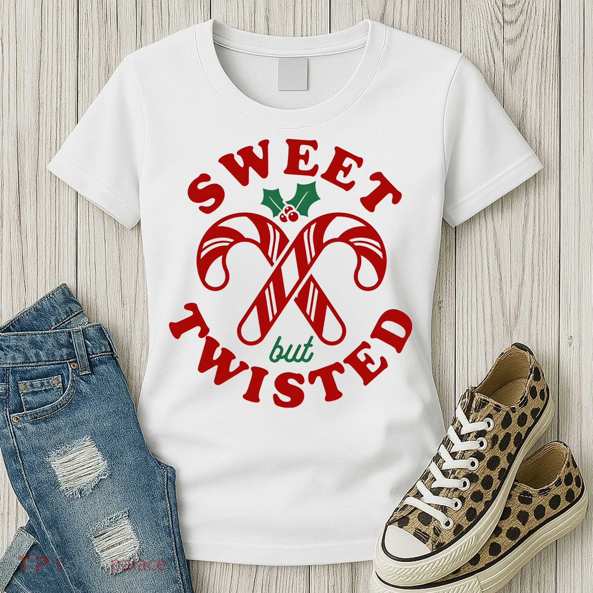 Sweet But Twisted Candy Canes Christmas Holiday Women's T-Shirt