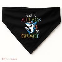Shark Back To School 2nd Grade Ready To Attack USA-Made Doggie Bandana thumb 0