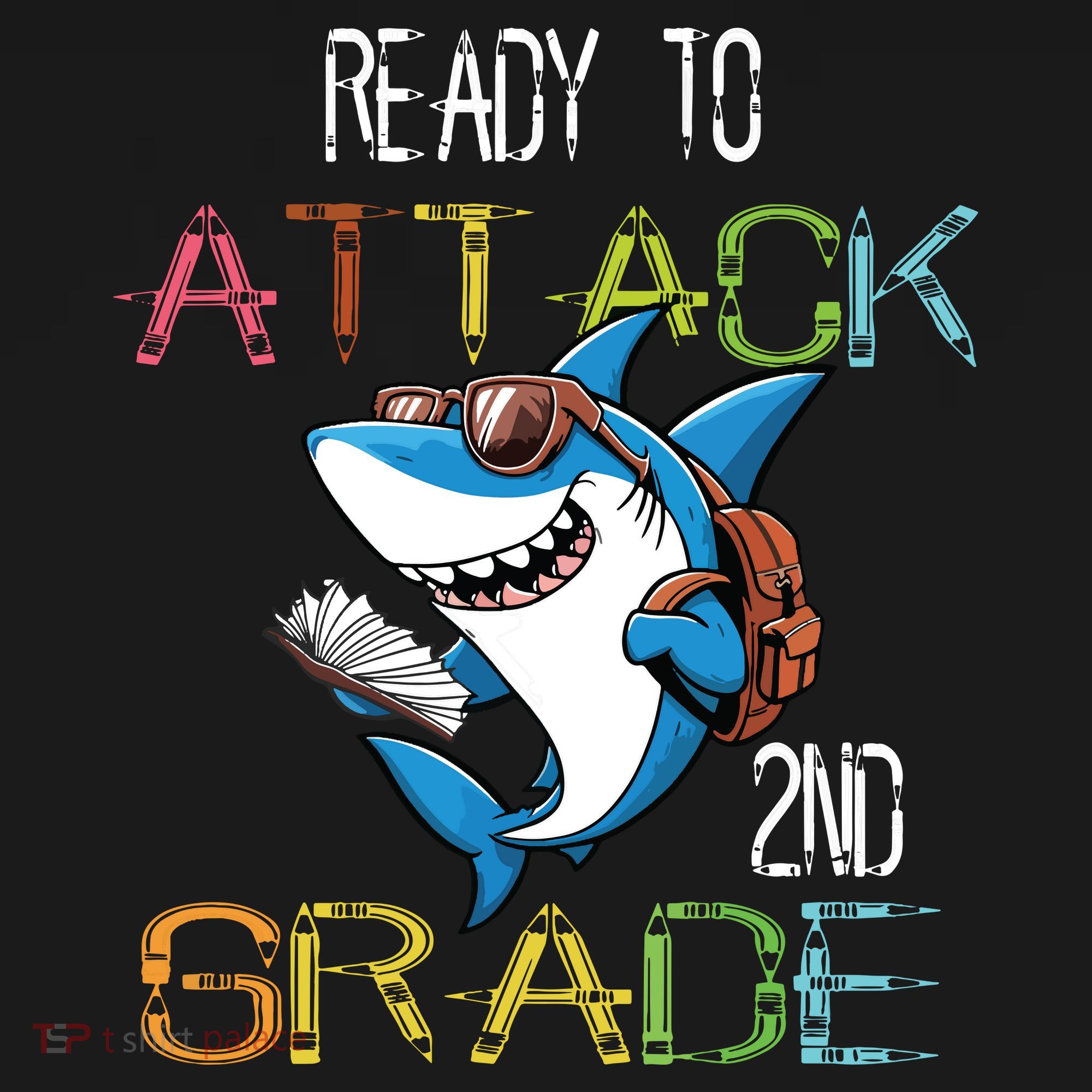 Shark Back To School 2nd Grade Ready To Attack USA-Made Doggie Bandana