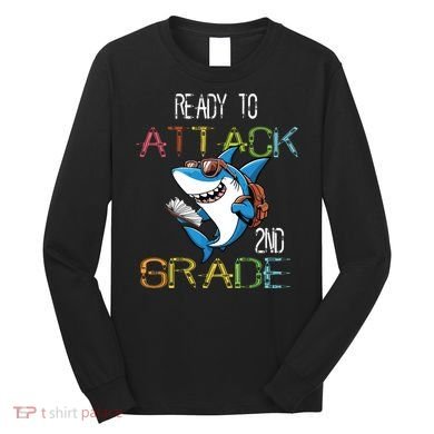 Shark Back To School 2nd Grade Ready To Attack Long Sleeve Shirt