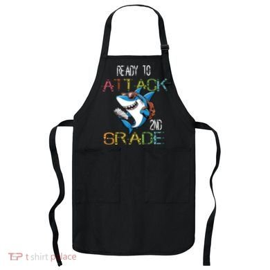 Shark Back To School 2nd Grade Ready To Attack Apron
