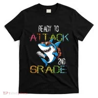 Shark Back To School 2nd Grade Ready To Attack T-Shirt thumb 0