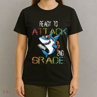 Shark Back To School 2nd Grade Ready To Attack T-Shirt thumb 4