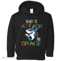 Shark Back To School 2nd Grade Ready To Attack Toddler Hoodie thumb 0