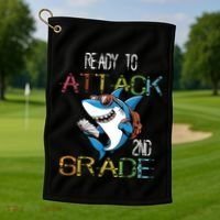 Shark Back To School 2nd Grade Ready To Attack Golf Towel thumb 1
