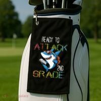 Shark Back To School 2nd Grade Ready To Attack Golf Towel thumb 2
