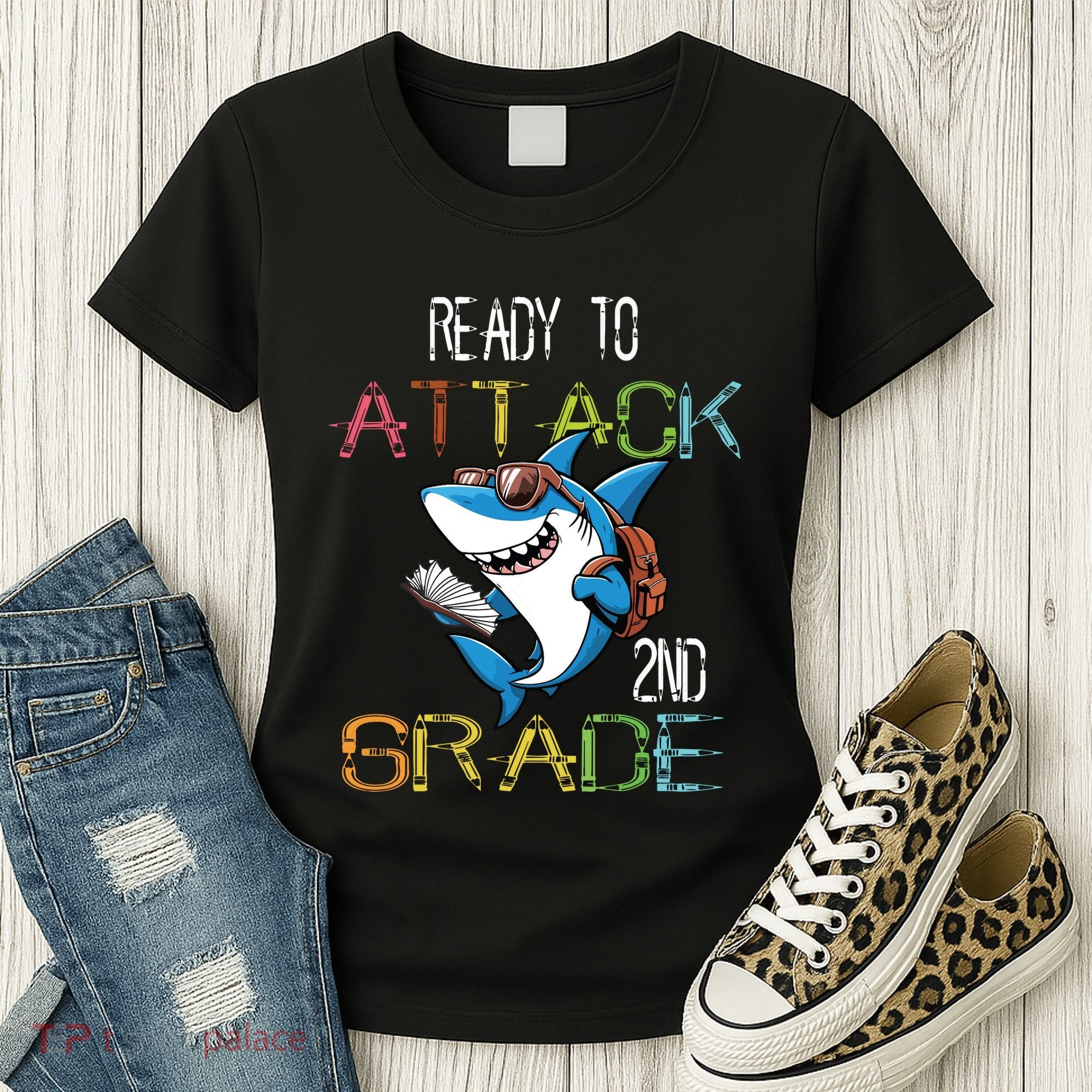 Shark Back To School 2nd Grade Ready To Attack Women's T-Shirt