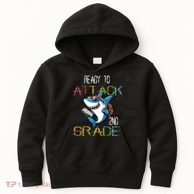Shark Back To School 2nd Grade Ready To Attack Kids Hoodie