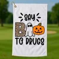 Say Boo To Drugs Awareness Halloween Golf Towel thumb 1