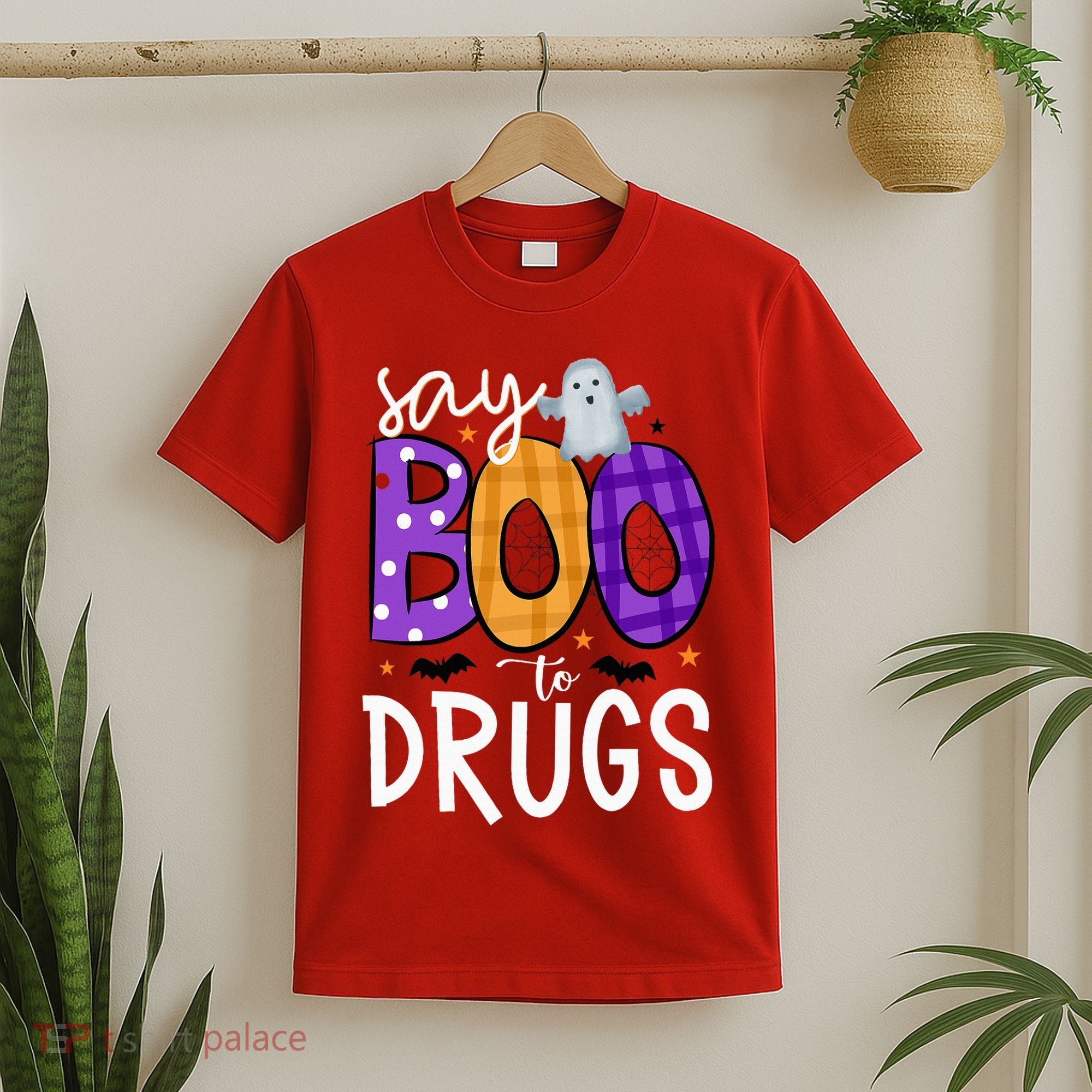 Say Boo To Drugs Funny Halloween Red Ribbon Week Awareness T-Shirt