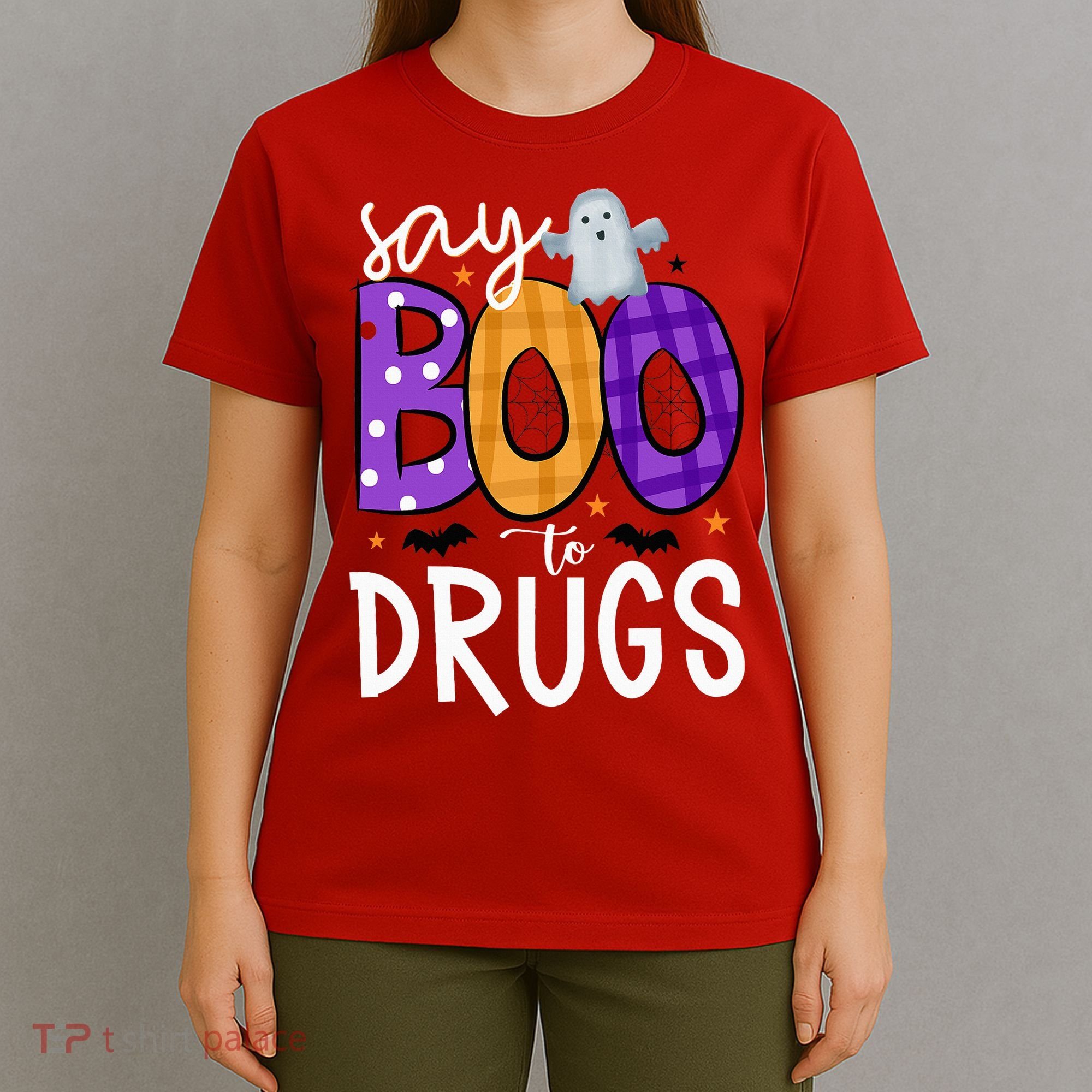 Say Boo To Drugs Funny Halloween Red Ribbon Week Awareness T-Shirt