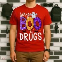 Say Boo To Drugs Funny Halloween Red Ribbon Week Awareness T-Shirt thumb 6