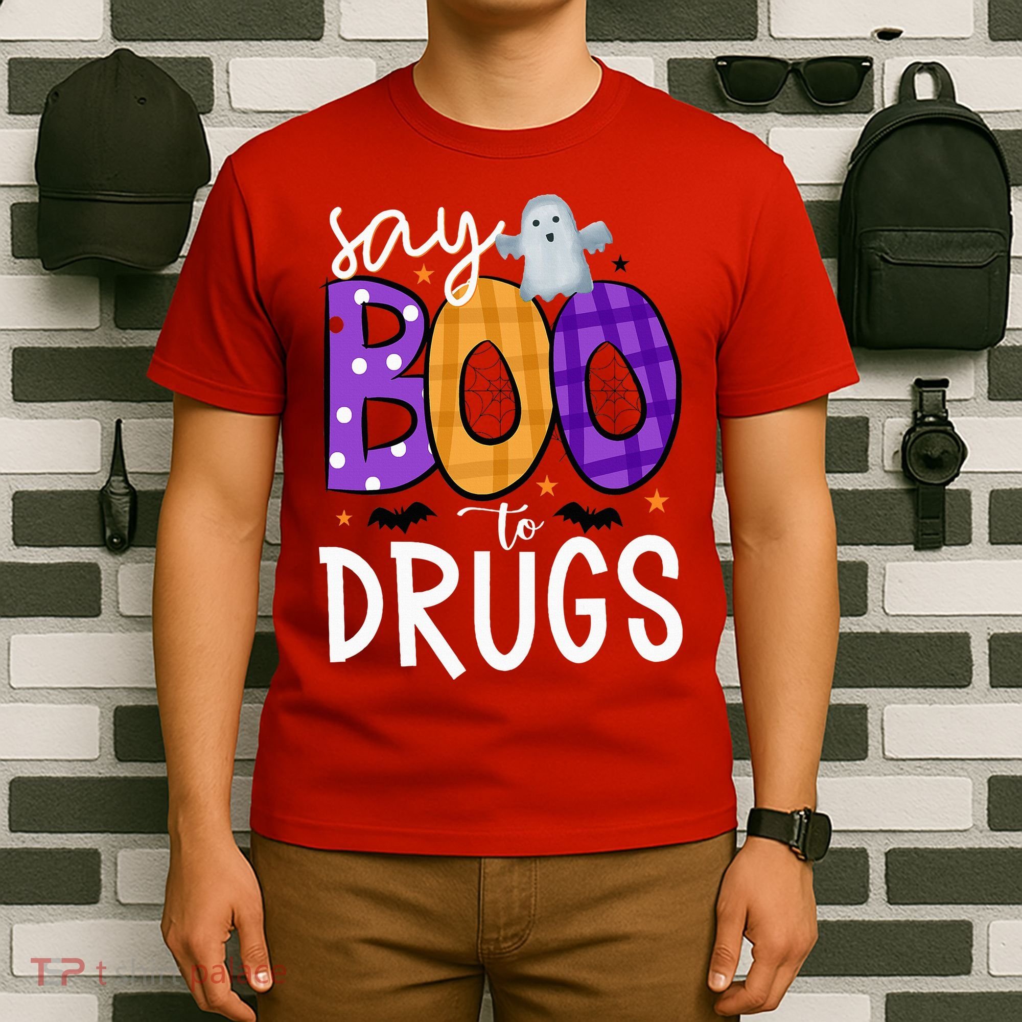 Say Boo To Drugs Funny Halloween Red Ribbon Week Awareness T-Shirt