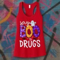 Say Boo To Drugs Funny Halloween Red Ribbon Week Awareness Women's Tank Top thumb 3