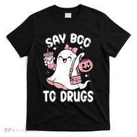 Say Boo To Drugs Funny Halloween Red Ribbon Week Awareness T-Shirt thumb 0