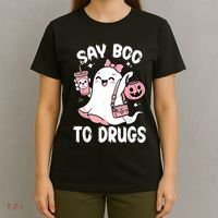 Say Boo To Drugs Funny Halloween Red Ribbon Week Awareness T-Shirt thumb 4