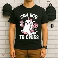Say Boo To Drugs Funny Halloween Red Ribbon Week Awareness T-Shirt thumb 6