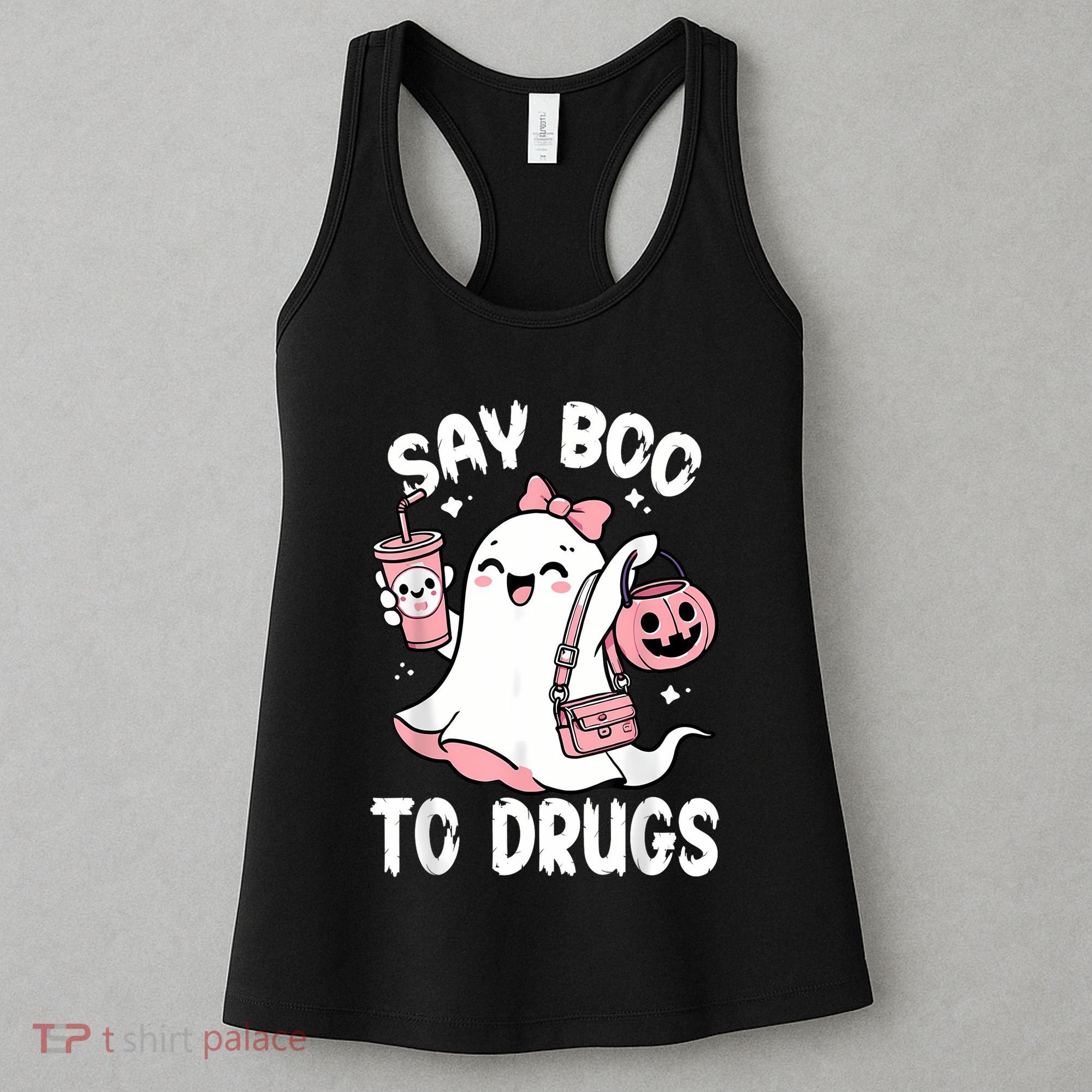 Say Boo To Drugs Funny Halloween Red Ribbon Week Awareness Women's Tank Top