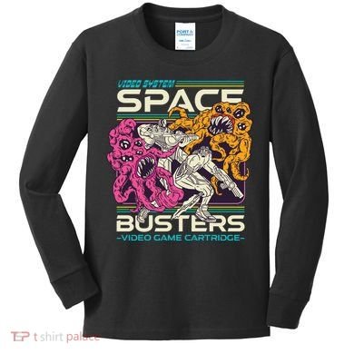 Space Busters Video Game Cartridge Kids Long Sleeve Shirt