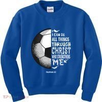 Soccer Bible Verse Christian Sayings Philippians Kids Sweatshirt thumb 0