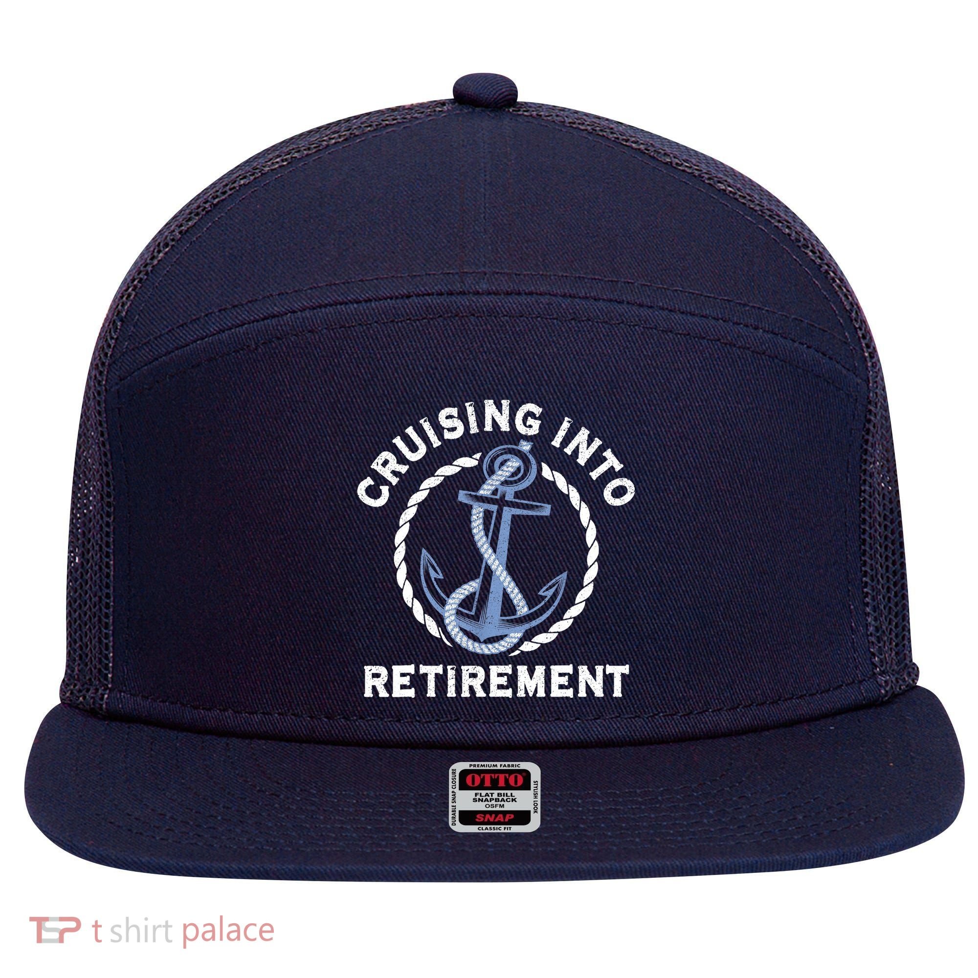 Sailing Boating Vacation Cruising Into Retirement Cruise 7 Panel Mesh Trucker Snapback Hat