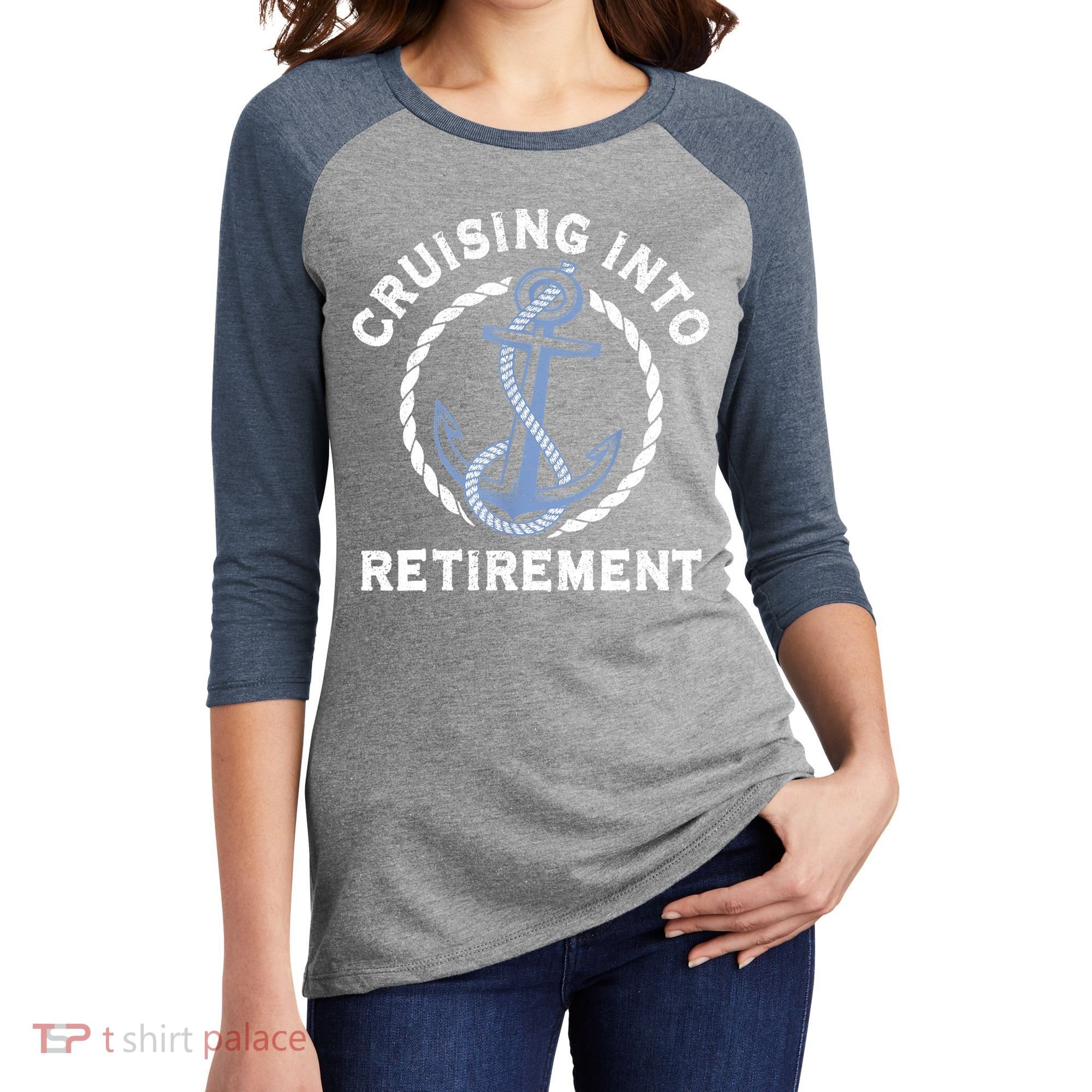 Sailing Boating Vacation Cruising Into Retirement Cruise Women's Tri-Blend 3/4-Sleeve Raglan Shirt