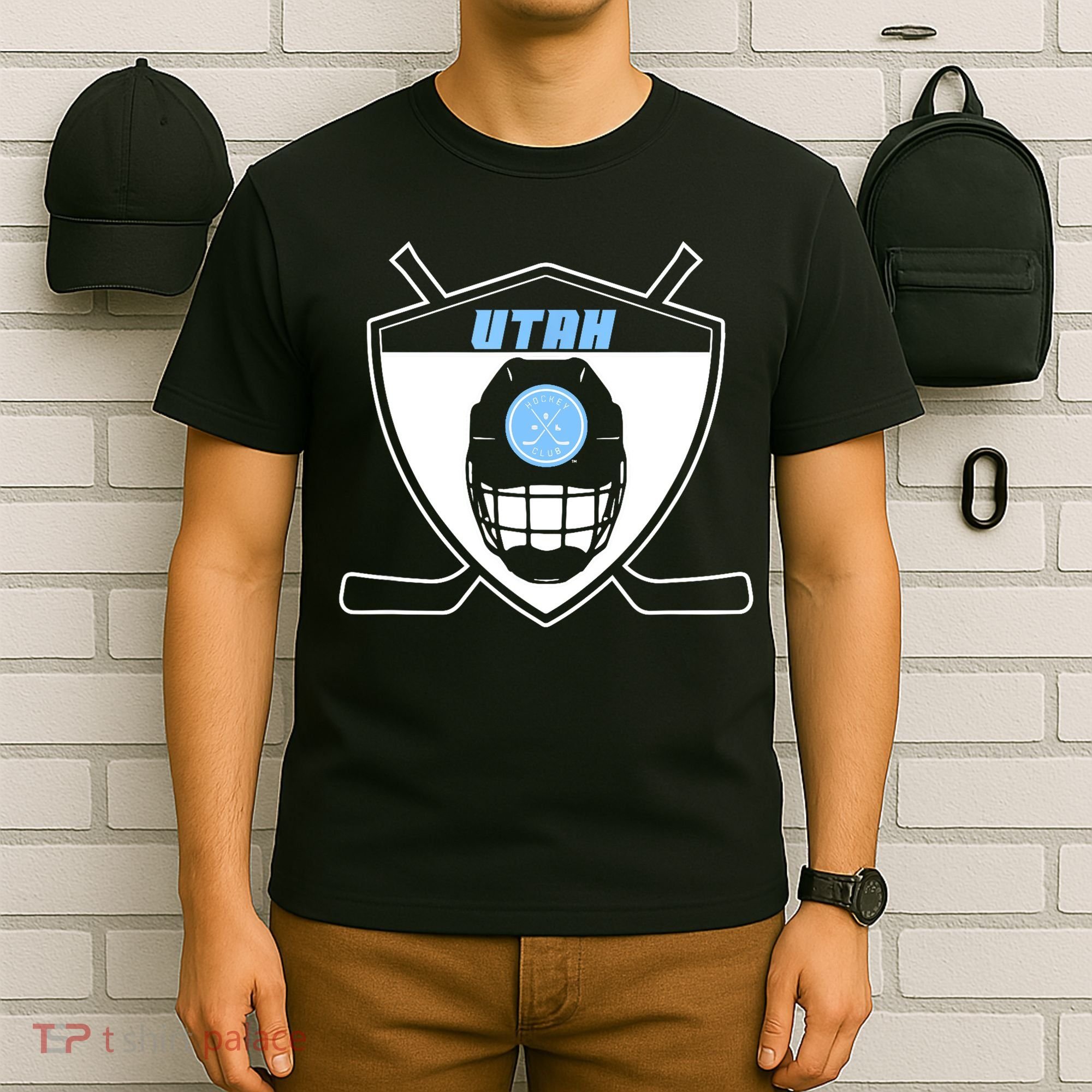 Shield Black Winter Sports Utah Hockey Club Gift T-Shirt