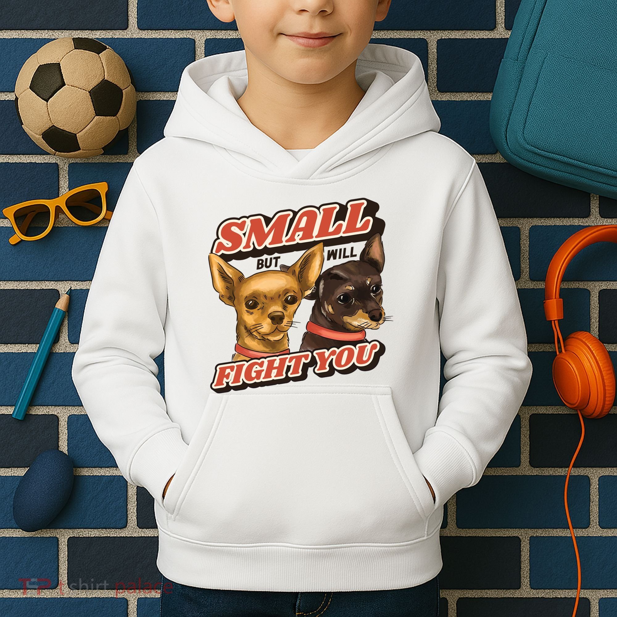 Small But Will Fight You Puppy Kids Hoodie