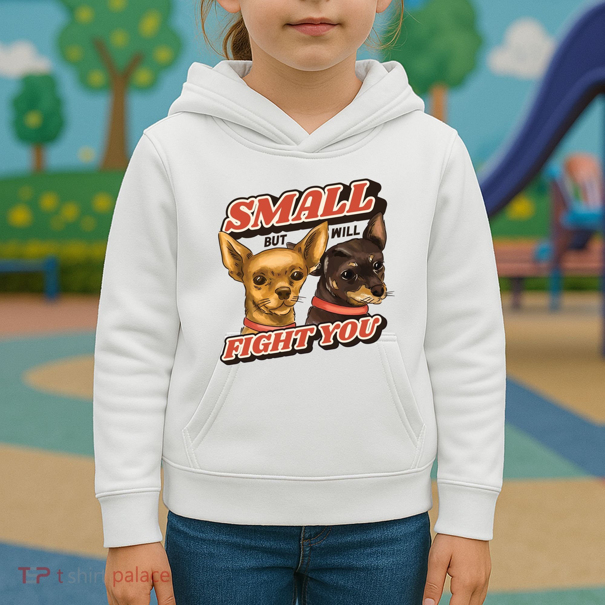 Small But Will Fight You Puppy Kids Hoodie